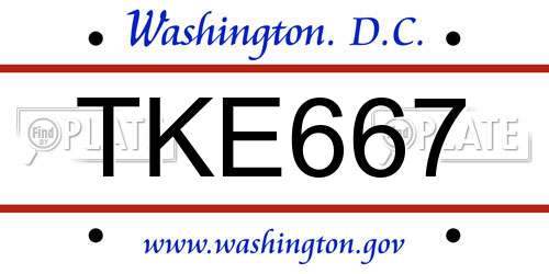 TKE667 District Of Columbia License Plate
