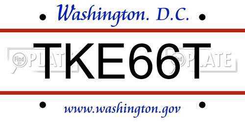 TKE66T District Of Columbia License Plate