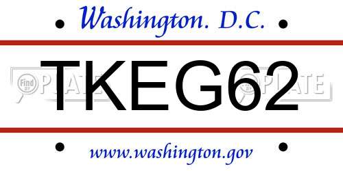 TKEG62 District Of Columbia License Plate