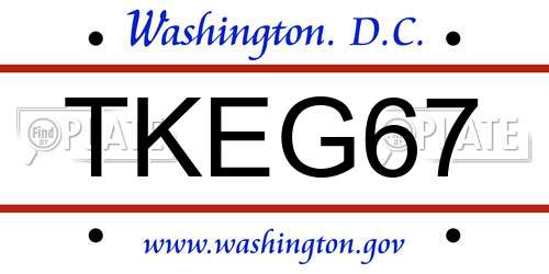 TKEG67 District Of Columbia License Plate