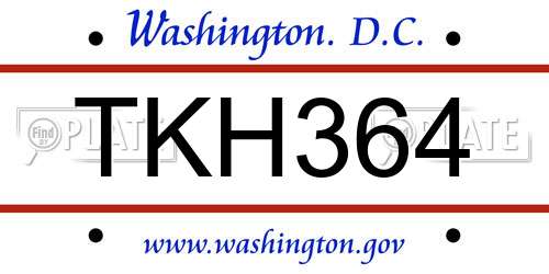 TKH364 District Of Columbia License Plate