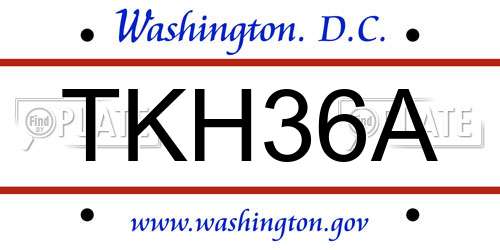 TKH36A District Of Columbia License Plate