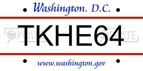 TKHE64 District Of Columbia License Plate