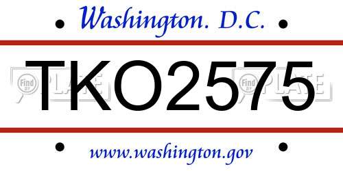 TKO2575 District Of Columbia License Plate