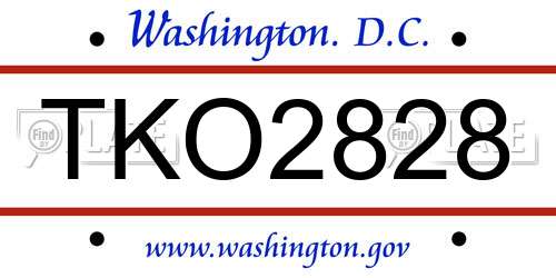 TKO2828 District Of Columbia License Plate