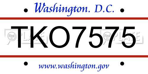 TKO7575 District Of Columbia License Plate