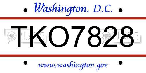 TKO7828 District Of Columbia License Plate