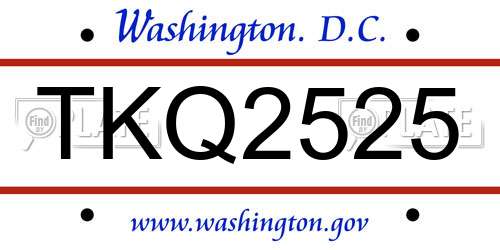 TKQ2525 District Of Columbia License Plate