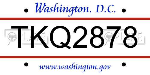 TKQ2878 District Of Columbia License Plate