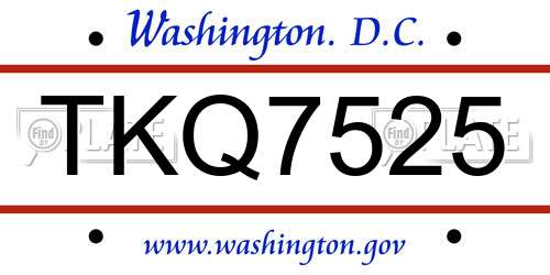 TKQ7525 District Of Columbia License Plate