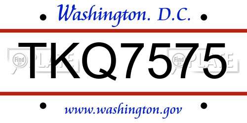 TKQ7575 District Of Columbia License Plate