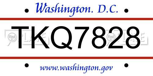 TKQ7828 District Of Columbia License Plate