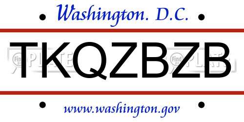 TKQZBZB District Of Columbia License Plate