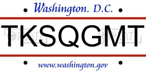 TKSQGMT District Of Columbia License Plate