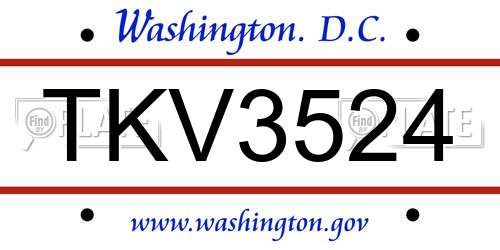 TKV3524 District Of Columbia License Plate