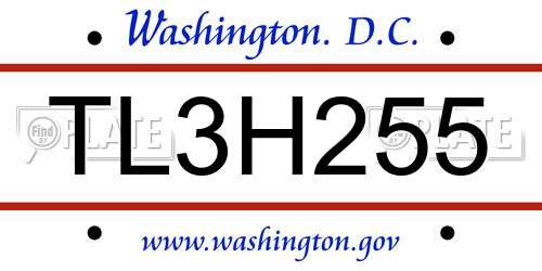 TL3H255 District Of Columbia License Plate