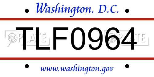 TLF0964 District Of Columbia License Plate