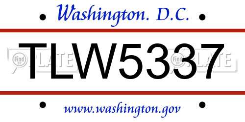TLW5337 District Of Columbia License Plate