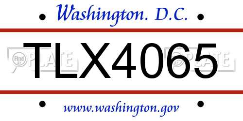 TLX4065 District Of Columbia License Plate