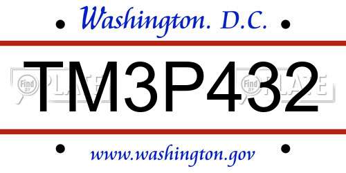 TM3P432 District Of Columbia License Plate