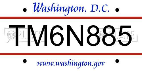 TM6N885 District Of Columbia License Plate
