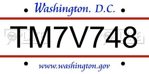 TM7V748 District Of Columbia License Plate