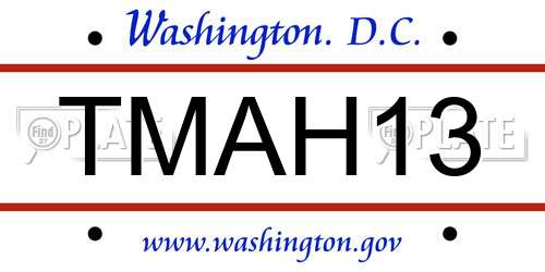 TMAH13 District Of Columbia License Plate