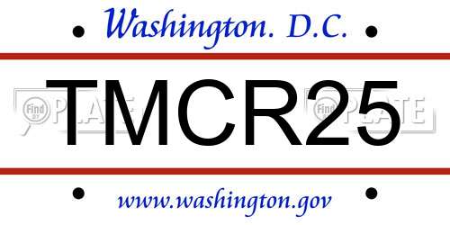 TMCR25 District Of Columbia License Plate