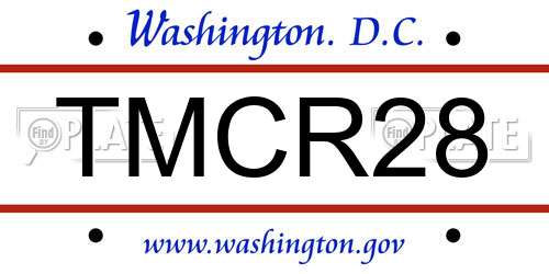 TMCR28 District Of Columbia License Plate