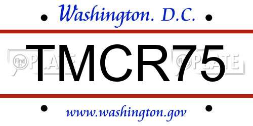 TMCR75 District Of Columbia License Plate