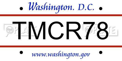 TMCR78 District Of Columbia License Plate