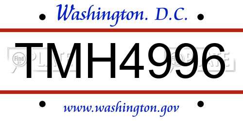 TMH4996 District Of Columbia License Plate