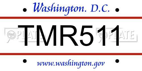 TMR511 District Of Columbia License Plate