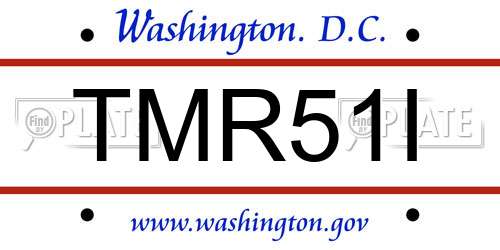 TMR51I District Of Columbia License Plate