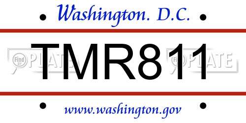 TMR811 District Of Columbia License Plate