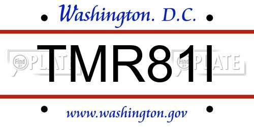 TMR81I District Of Columbia License Plate