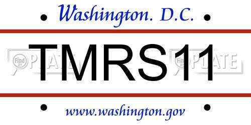 TMRS11 District Of Columbia License Plate