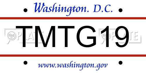 TMTG19 District Of Columbia License Plate