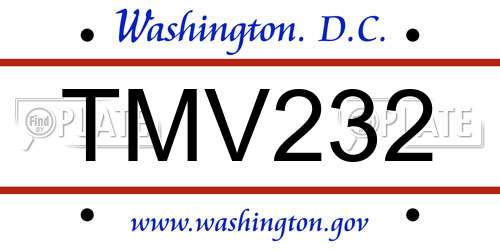 TMV232 District Of Columbia License Plate