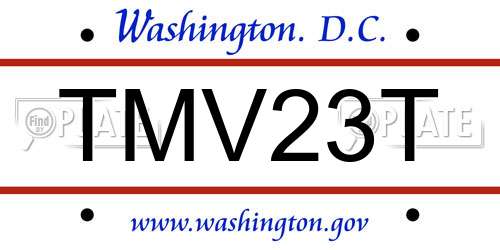 TMV23T District Of Columbia License Plate