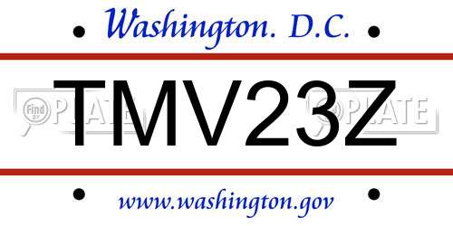 TMV23Z District Of Columbia License Plate