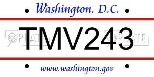 TMV243 District Of Columbia License Plate