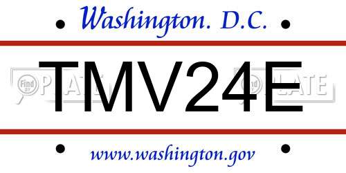 TMV24E District Of Columbia License Plate