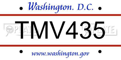 TMV435 District Of Columbia License Plate