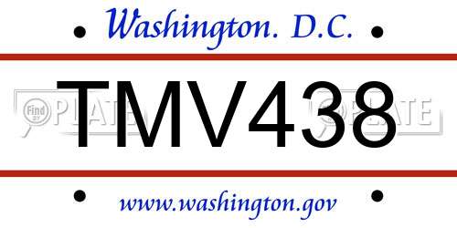 TMV438 District Of Columbia License Plate