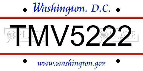 TMV5222 District Of Columbia License Plate