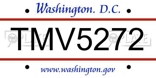 TMV5272 District Of Columbia License Plate