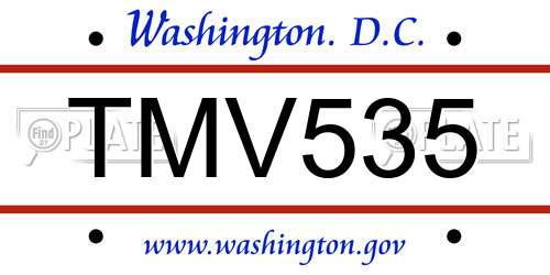 TMV535 District Of Columbia License Plate