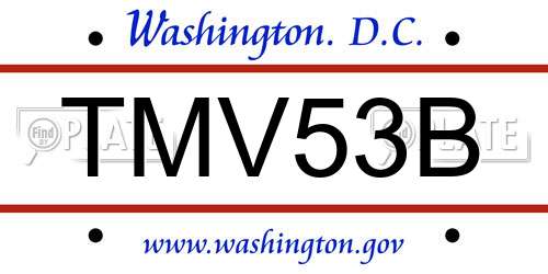 TMV53B District Of Columbia License Plate