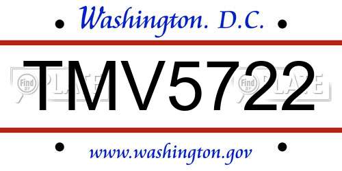 TMV5722 District Of Columbia License Plate